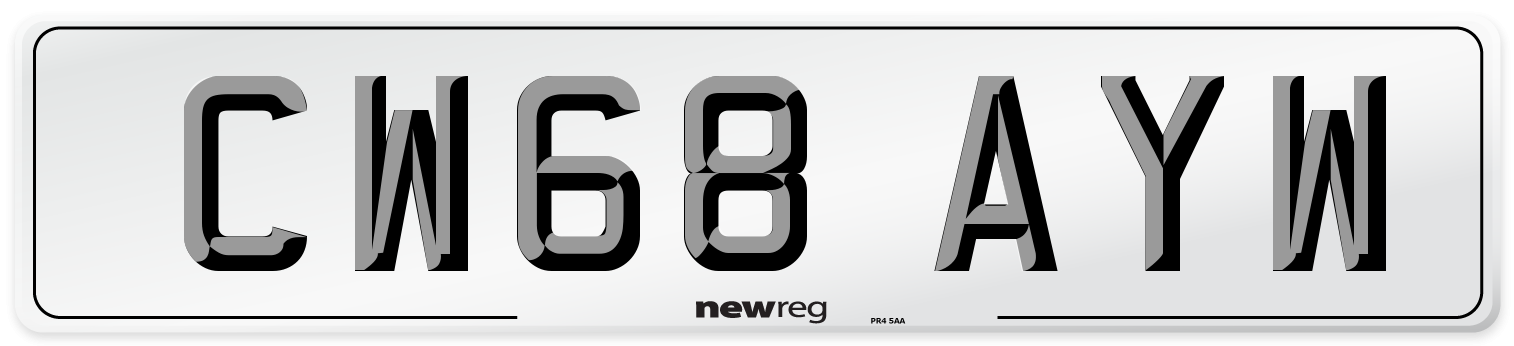 CW68 AYW Number Plate from New Reg